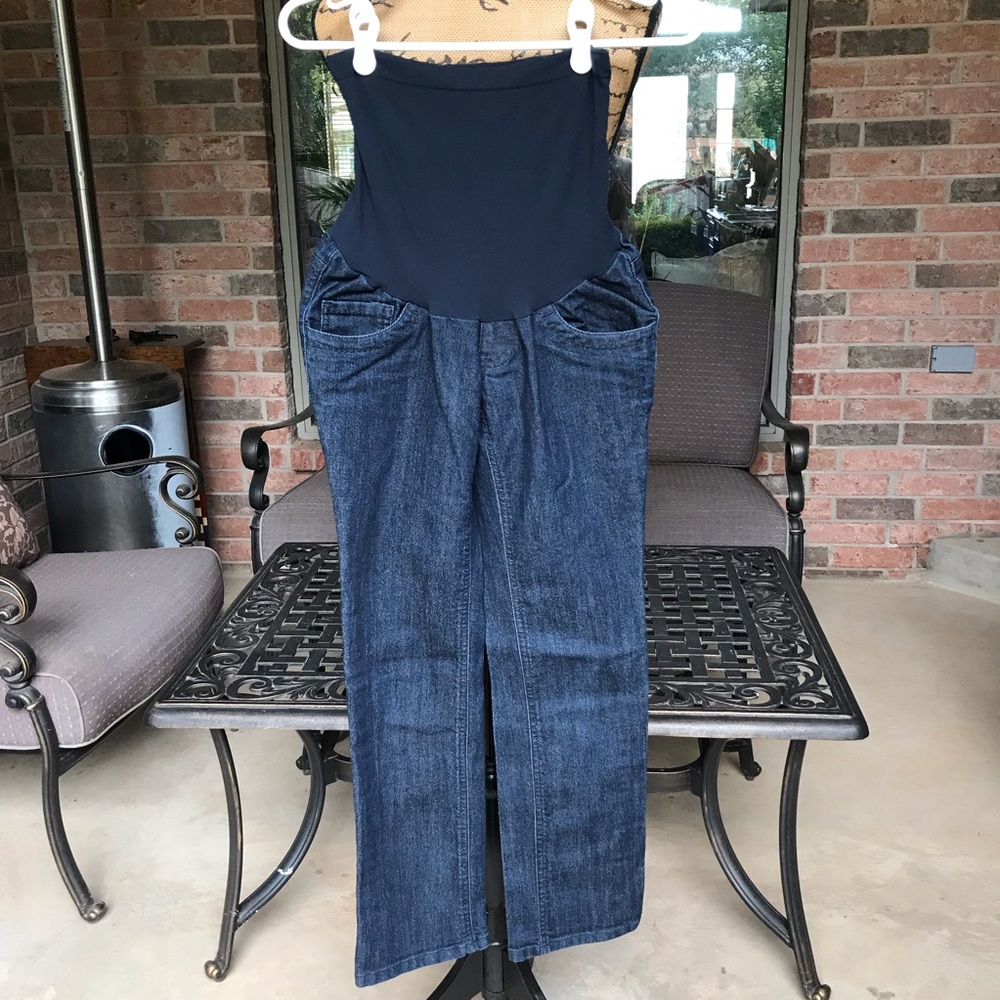 Indigo Blue Maternity Jeans Full Belly Panel Small Petite